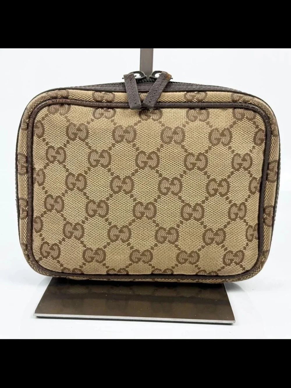 Gucci Brown/Tan GG Canvas Toiletry Pouch